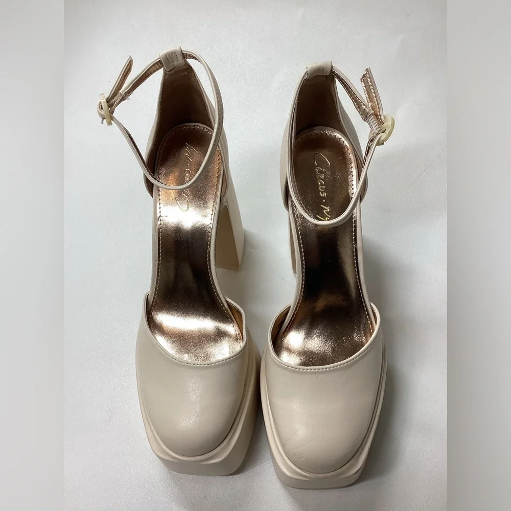 Sam Edelman Bailey Two-Piece Ankle-Strap‎ Platform Pumps Size 8.5